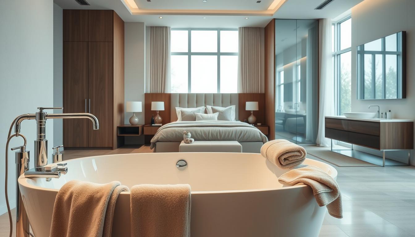 Bad en suite gestalten: moderne Verbindung von Schlaf- und Badbereich