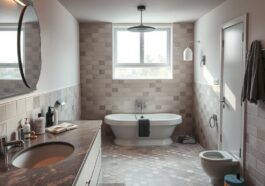 Bad modern einrichten: ästhetische Materialien und ruhige Farbkonzepte