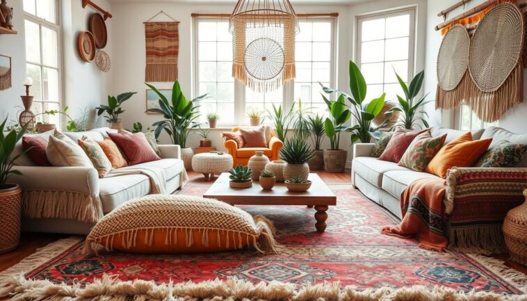 Boho Chic einrichten: Textilien, Muster und natürliche Akzente