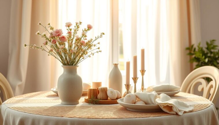 Frühlingsdeko für zu Hause: leichte Farben und natürliche Materialien