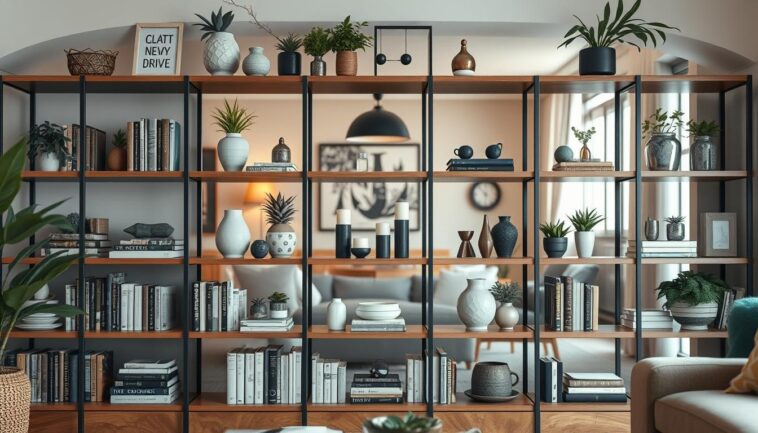 Offene Regale geordnet gestalten: ästhetische Kombination aus Deko und Stauraum