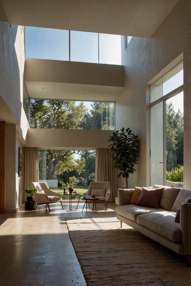 Heller Raum mit richtig platziertem Spiegel und viel Tageslicht