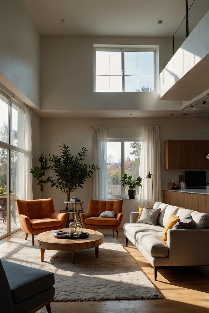 Heller, moderner Wohnraum mit stilvollen Deko-Elementen