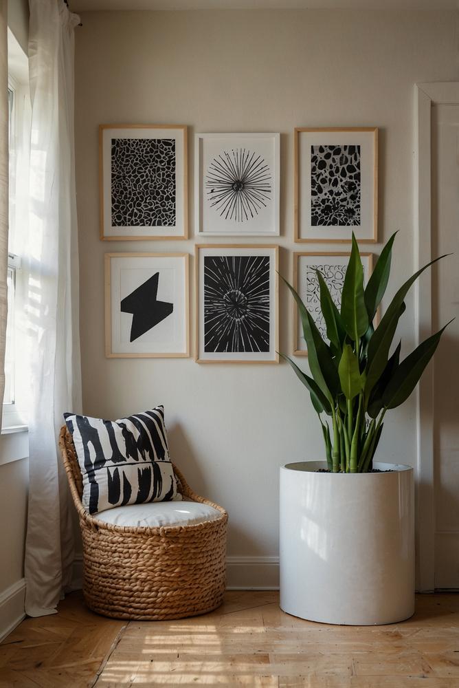 Helle, freundliche DIY-Kunstwerke an der Wand