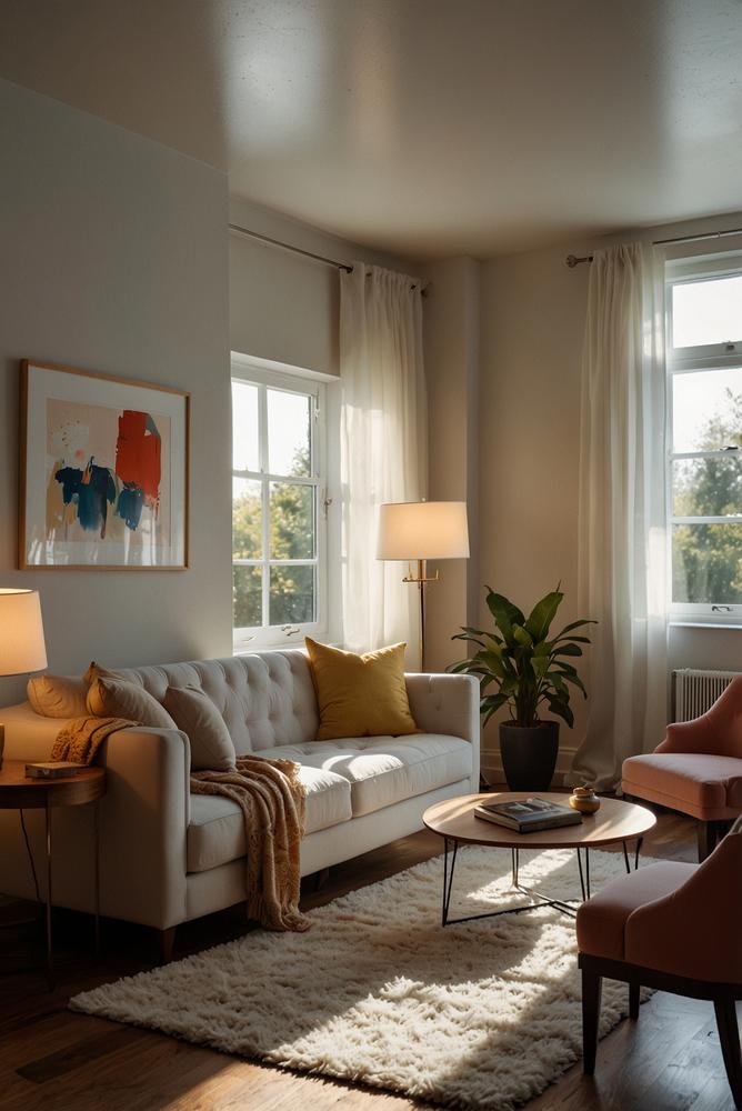 Helles Zimmer mit warmweißer und kaltweißer Beleuchtung