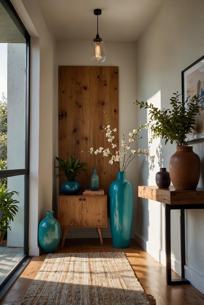 Heller einladender Flur mit Schlüsselbrett und Deko