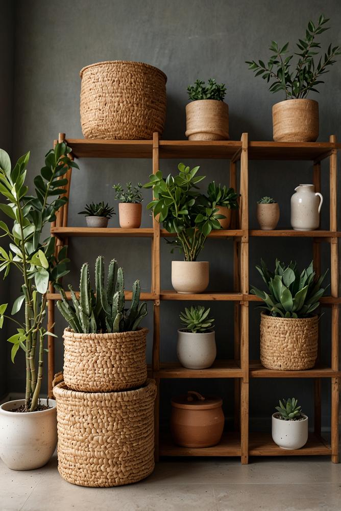 Helles Home-Office mit Pflanzen und ordentlicher Aufbewahrung