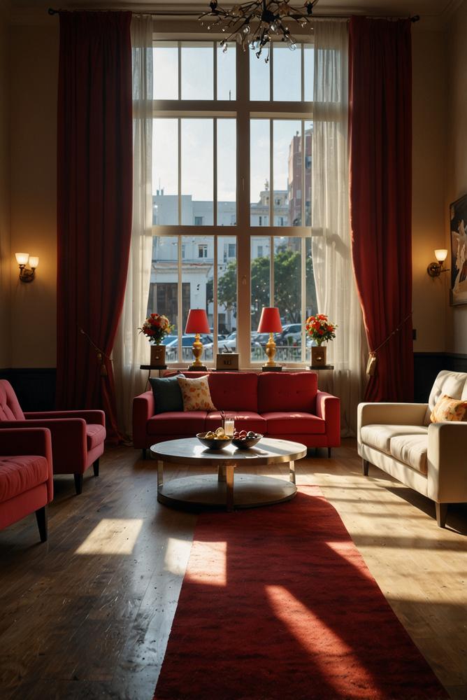 Hell erleuchteter Raum mit Hollywood Filmabend Dekoration