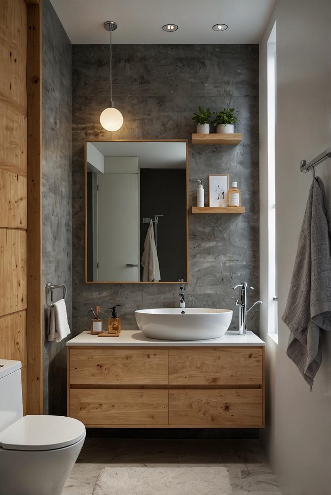 helles kleines Badezimmer mit platzsparendem Waschbecken