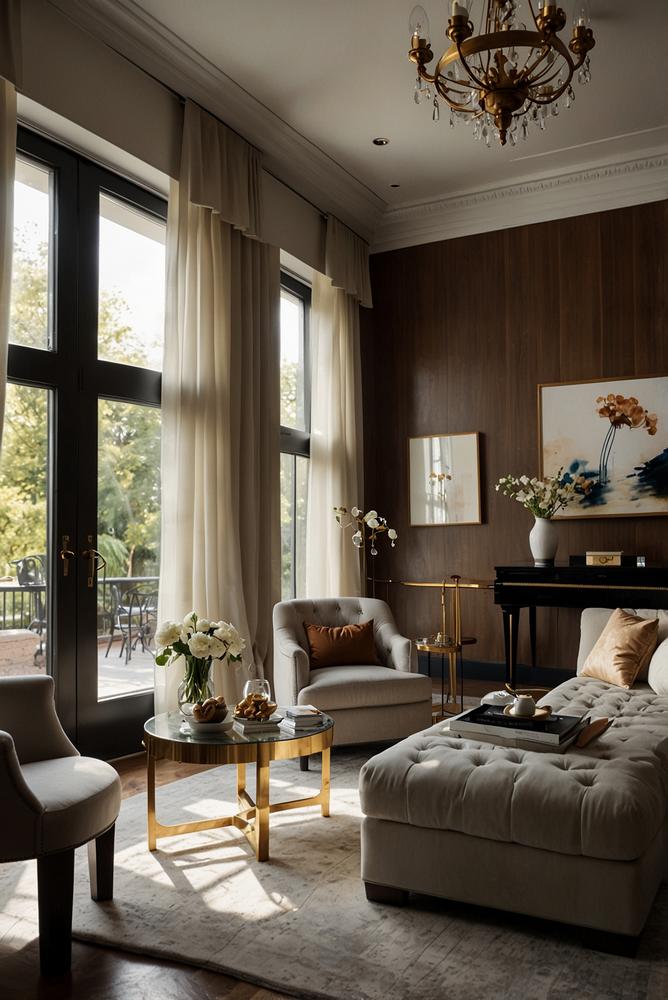 Luxus-Deko mit Marmor, Samt und Kristall in hellem Raum