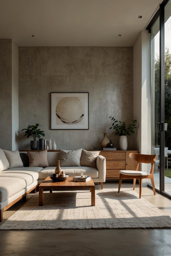 Minimalistische Deko in hellem, modernem Wohnraum