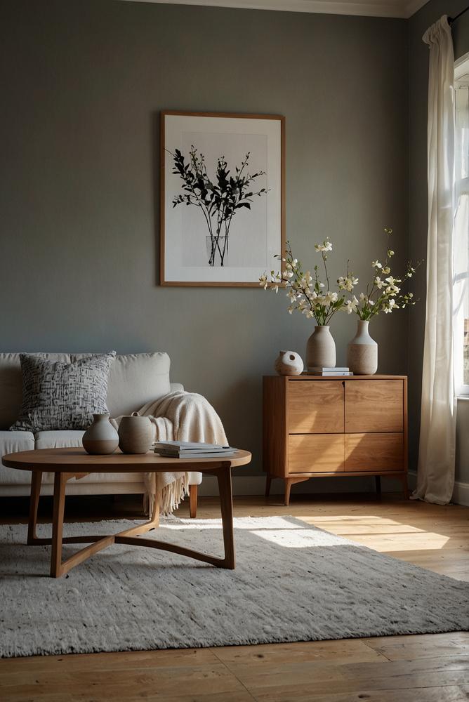 Helle minimalistische Wohnung mit gezielter saisonaler Dekoration