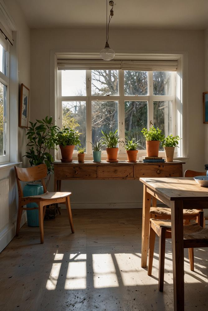 Helles Wohnzimmer mit stilvollen Upcycling-Möbeln