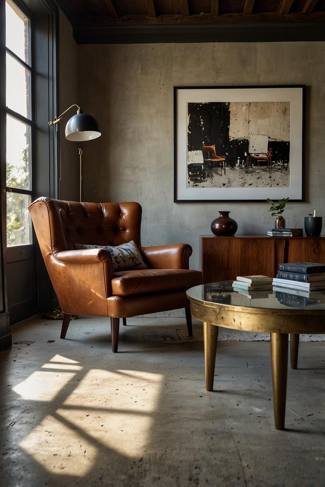 Hell und einladend gestalteter Wohnraum mit Vintage und moderner Einrichtung