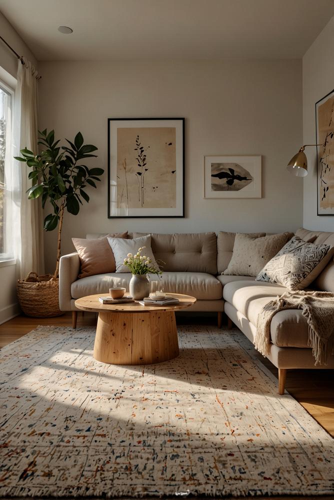 Heller, lichtdurchfluteter Raum mit Teppichzonen, klein