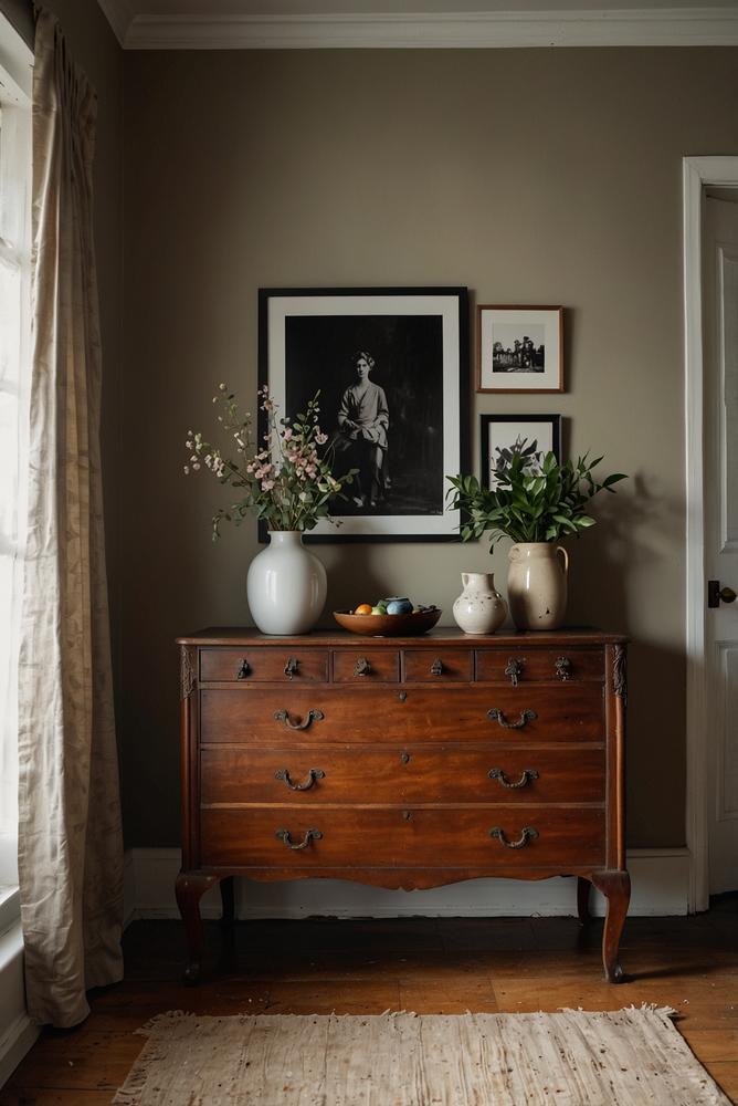 Heller einladender Flur mit Vintage-Kommode