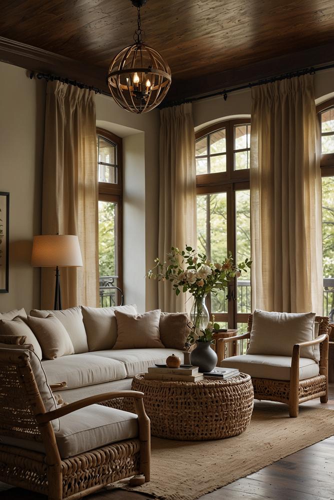 Wohnzimmer mit zeitloser Deko aus Naturmaterialien