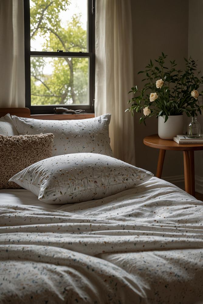 Allergikerfreundliche Bettwäsche bei hellem Tageslicht im Schlafzimmer