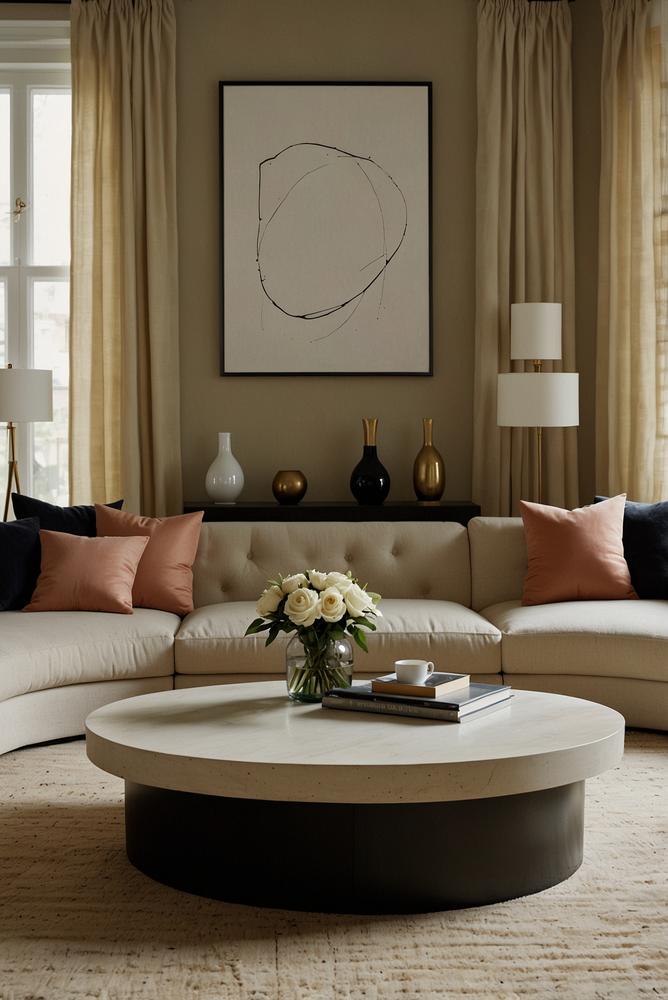 Heller Wohnraum mit proportional platziertem Couchtisch vor Sofa