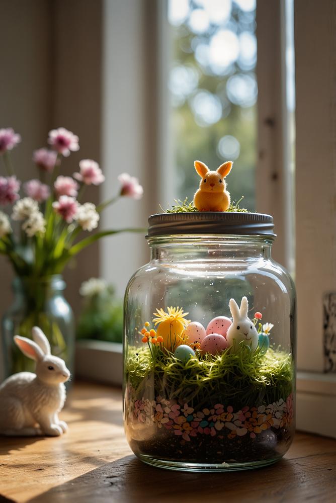 Helle DIY Osterdeko im Einmachglas mit Mini Szenen
