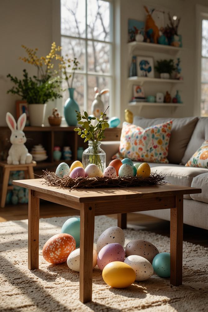 Kinderfreundliche Osterdeko zum Mitbasteln auf dem Kaffeetisch
