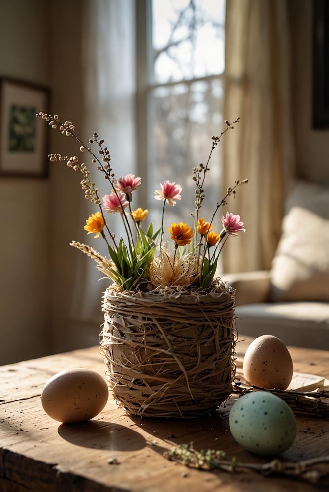 Helle, einladende Osterdeko aus Haushaltsgegenständen