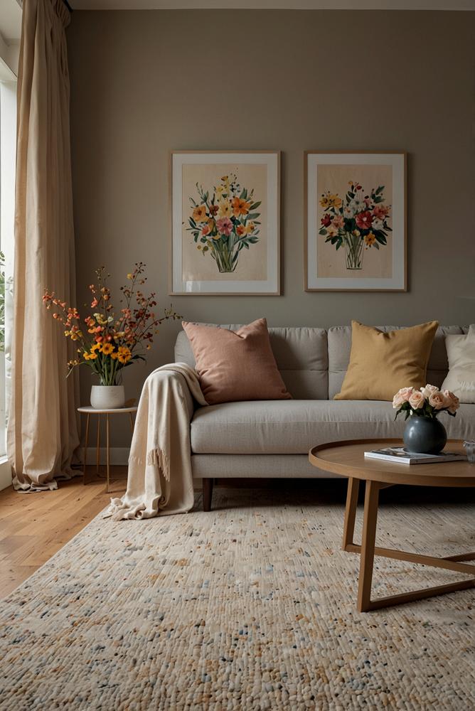 Heller Teppich aus Naturfasern in sonnendurchflutetem Raum