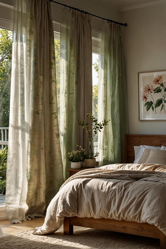 Frisch und hell mit leichten Vorhängen im Schlafzimmer