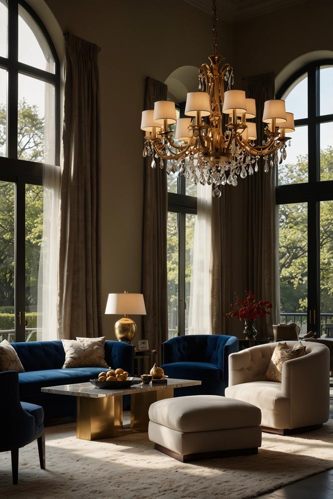 Luxurioeser Wohnraum mit edlen Materialien und elegantem Design