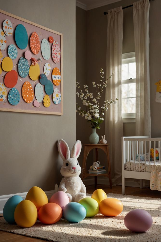 Hell beleuchtete magnetische Eier-Pinnwand im Kinderzimmer