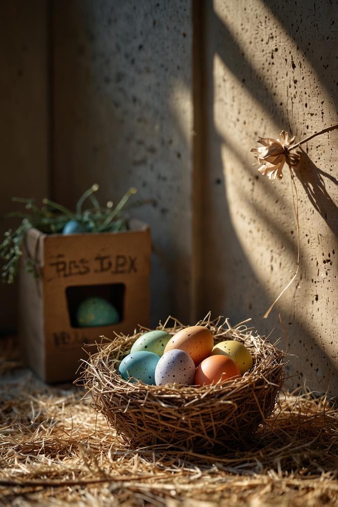 Nachhaltige Oster-Geschenkverpackung mit Naturmaterialien