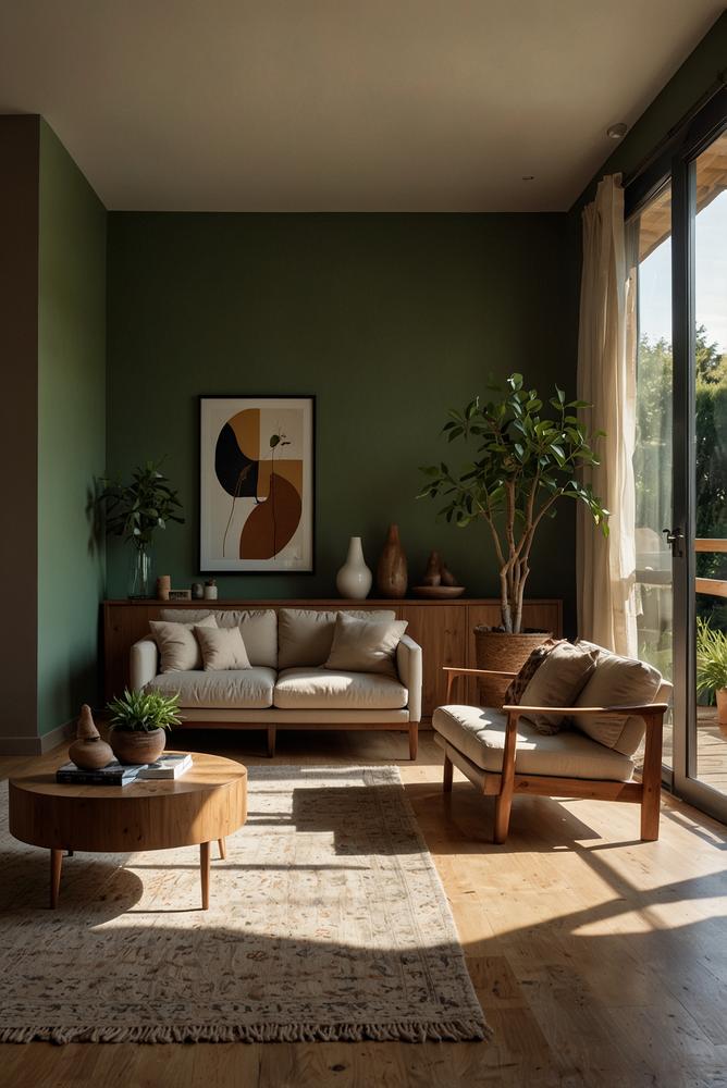 Helles nachhaltiges Wohnzimmer mit Naturmaterialien