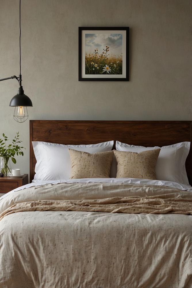 Helle Leinenbettwäsche im sonnendurchfluteten Schlafzimmer