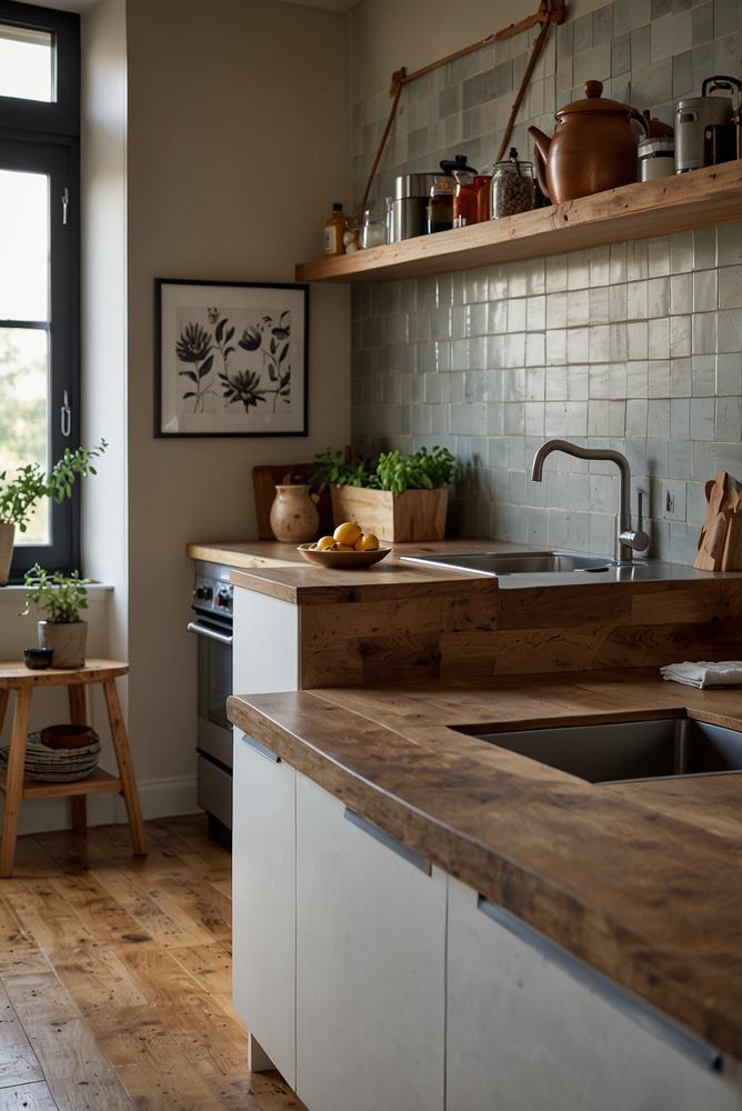 Helle und ordentliche Küche mit frühlingshafter Atmosphäre