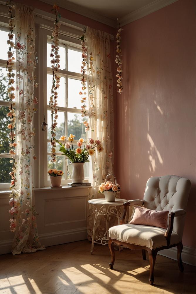 Helle Oster-Girlande aus Papier mit Spitzenmuster im Vintage-Stil