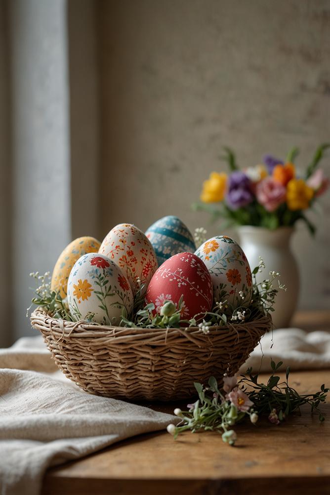 Nachhaltige Osterdeko aus Stoffresten und Textilbaendern