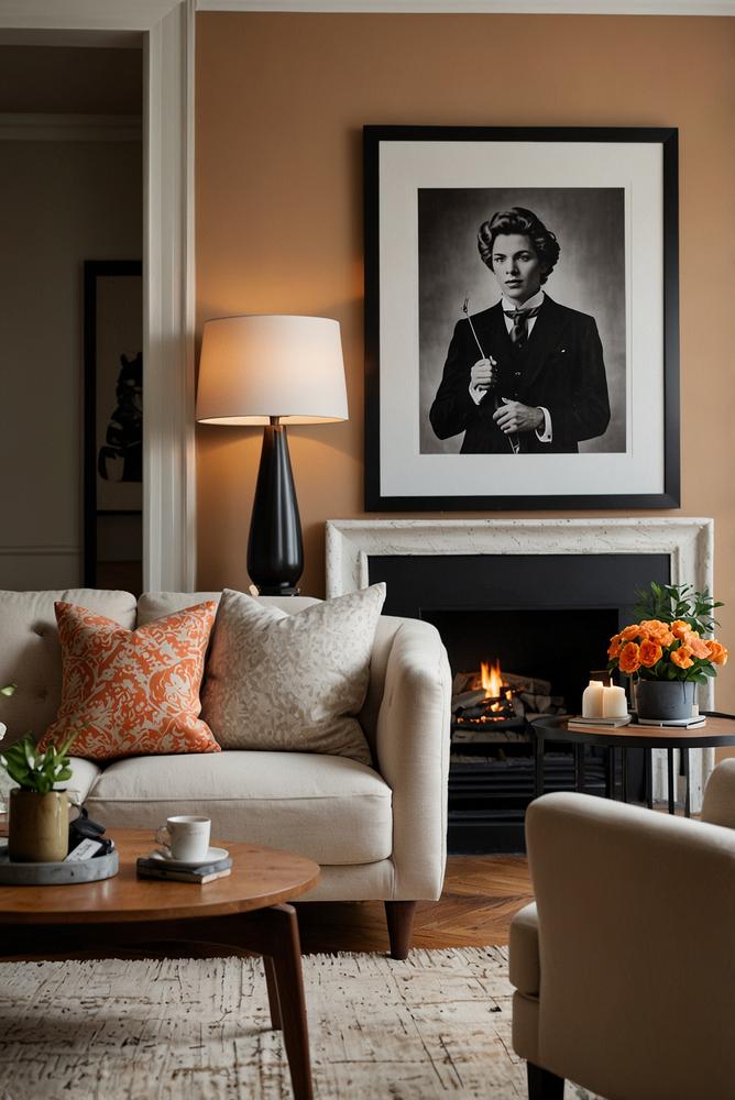 Modernes Wohnzimmer mit stilvoller Vintage-Deko, hell und einladend