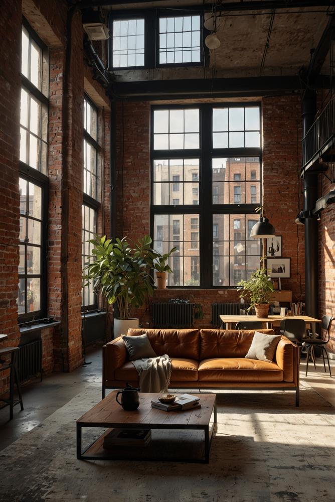 Hell und einladend gestalteter urbaner Loft-Wohnstil