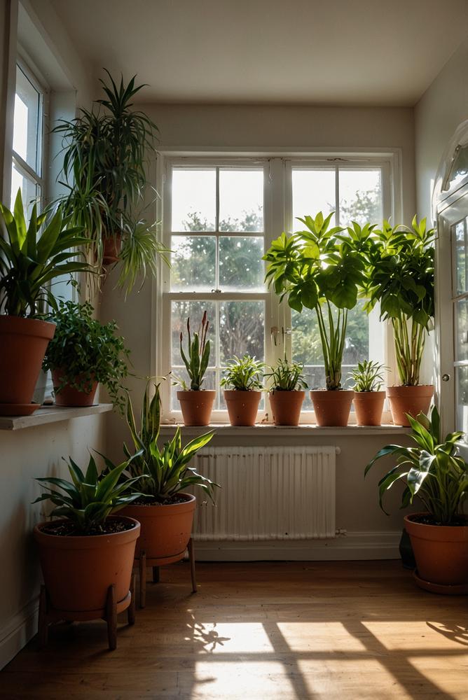 Helle und einladende Wohnraumps mit Zimmerpflanzen