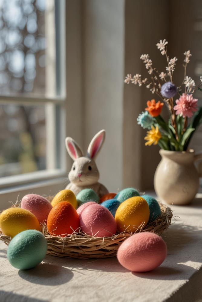 Kinderbastelset mit Filz- und Papier-Eiern für Osterdeko