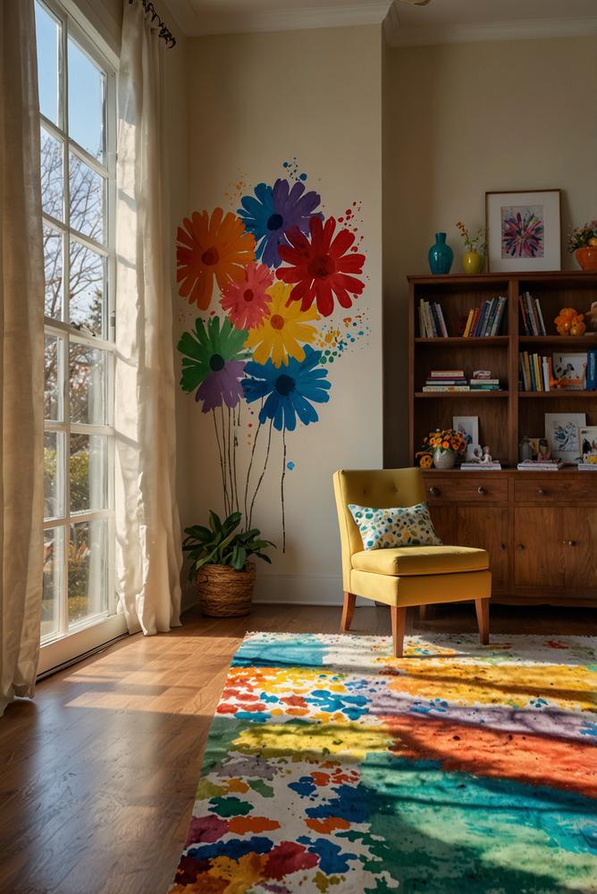Fuß- und Handabdruck Blumenbild als Familienkunstwerk