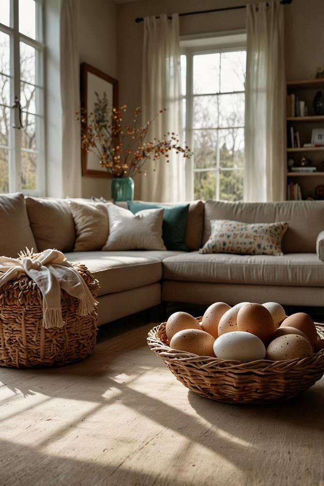 Nachhaltige Ostereier aus Holz und Ton als Deko